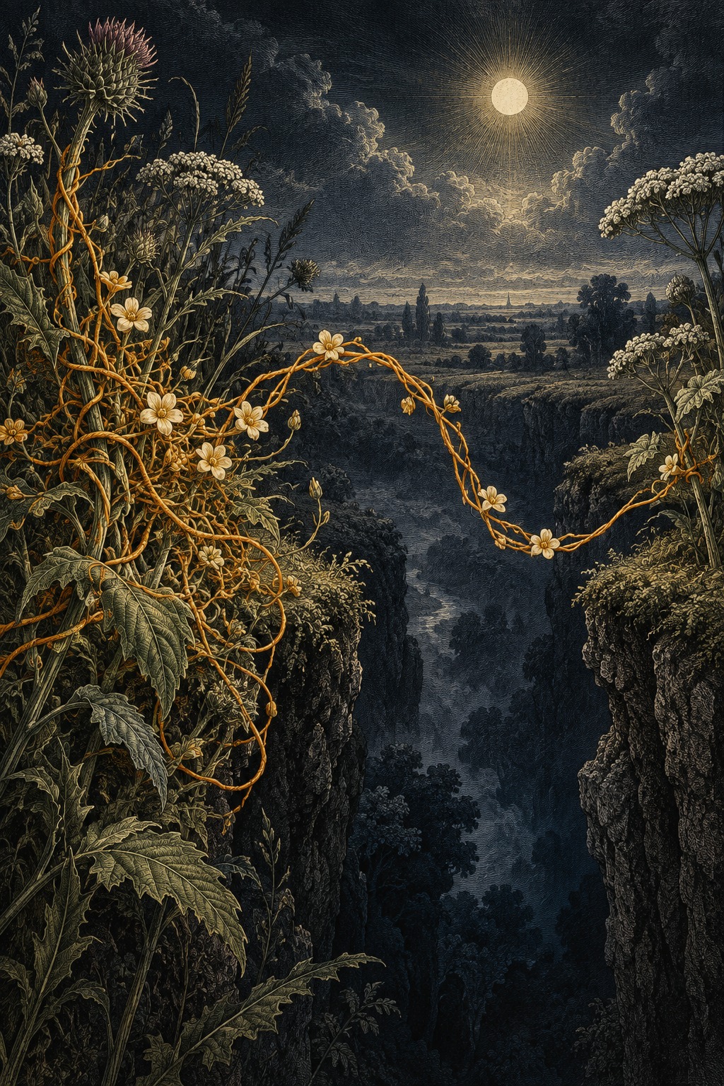 The Golden Thread: an illustration of Cuscuta pentagona (dodder)