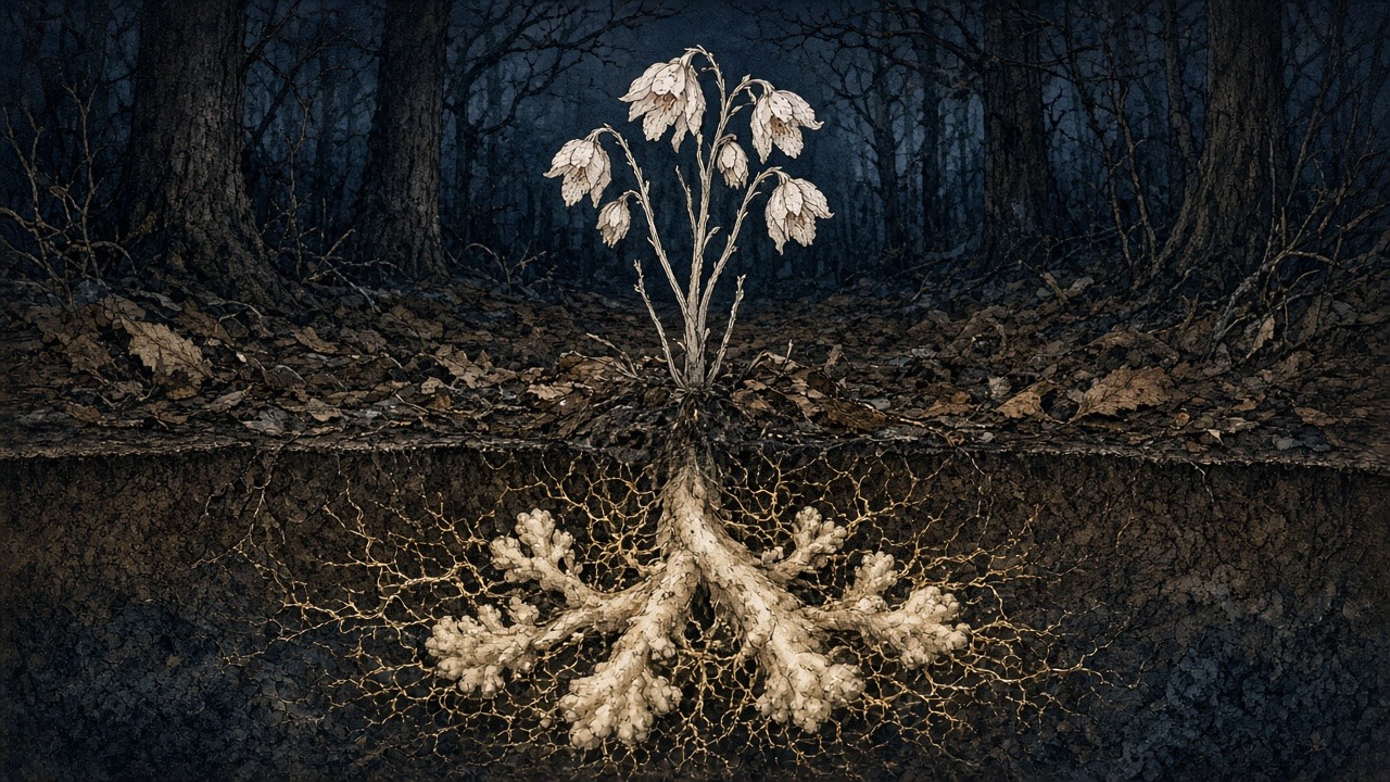 Vanishing Pale Throat: an illustration of Epipogium aphyllum (ghost orchid; Orchidaceae), fully mycoheterotrophic and ephemeral
